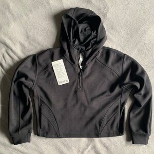 Lululemon Modal Spacer Training Trainer Half-Zip Crop Hoodie Black Sz 6